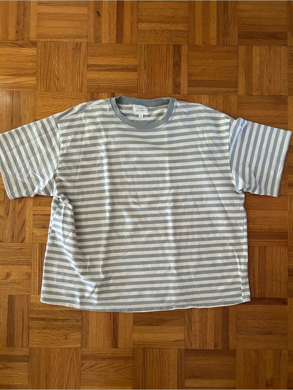 Women's Short-Sleeve Striped Tee - Light Blue & White